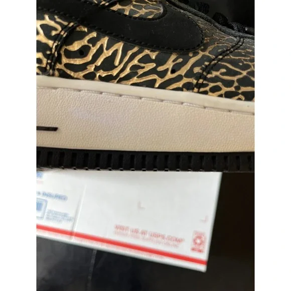 Nike Air Force 1 Low Elephant Print Black Metallic Gold